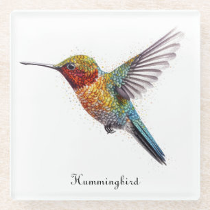 Rainbow Wings: Levendig Kolibrie Kunst, op maat ge Glazen Onderzetter