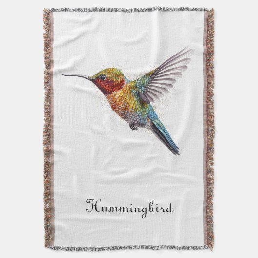 Rainbow Wings: Vibrant Hummingbird Art, op maat Deken (Voorkant Verticaal)
