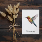 Rainbow Wings: Vibrant Hummingbird Art, op maat Feestdagenkaart