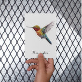 Rainbow Wings: Vibrant Hummingbird Art, op maat Feestdagenkaart