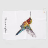 Rainbow Wings: Vibrant Hummingbird Art, op maat Golfhanddoek (Horizontaal)