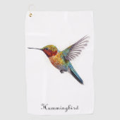 Rainbow Wings: Vibrant Hummingbird Art, op maat Golfhanddoek (Voorkant)