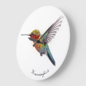 Rainbow Wings: Vibrant Hummingbird Art, op maat Grote Klok (Hoek)