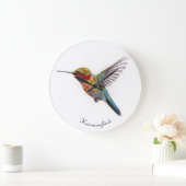 Rainbow Wings: Vibrant Hummingbird Art, op maat Grote Klok (Huis)