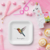 Rainbow Wings: Vibrant Hummingbird Art, op maat Papieren Bordje (Feest)