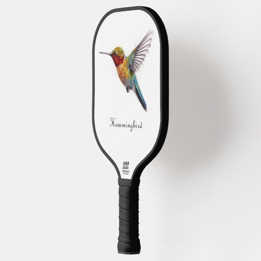 Rainbow Wings: Vibrant Hummingbird Art, op maat Pickleball Paddle (Links)