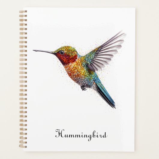 Rainbow Wings: Vibrant Hummingbird Art, op maat Planner (Voorkant)