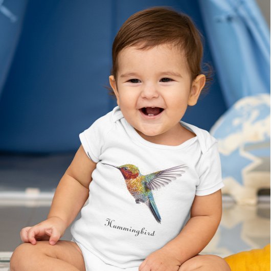 Rainbow Wings: Vibrant Hummingbird Art, op maat Romper