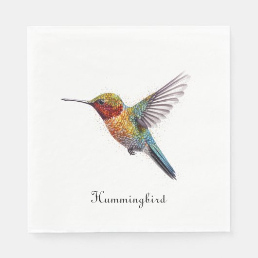 Rainbow Wings: Vibrant Hummingbird Art, op maat Servet (Voorkant)