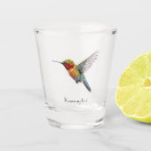 Rainbow Wings: Vibrant Hummingbird Art, op maat Shot Glas (Voorkant)