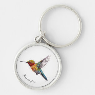 Rainbow Wings: Vibrant Hummingbird Art, op maat Sleutelhanger
