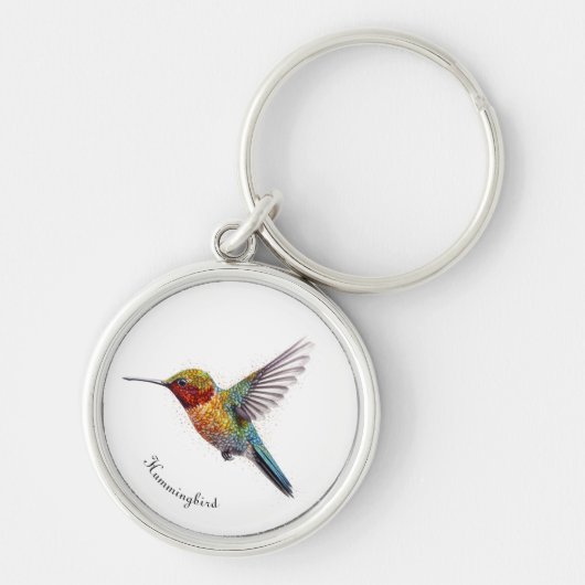 Rainbow Wings: Vibrant Hummingbird Art, op maat Sleutelhanger (Voorkant)