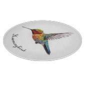 Rainbow Wings: Vibrant Hummingbird Art, op maat Snijplank (Hoek)