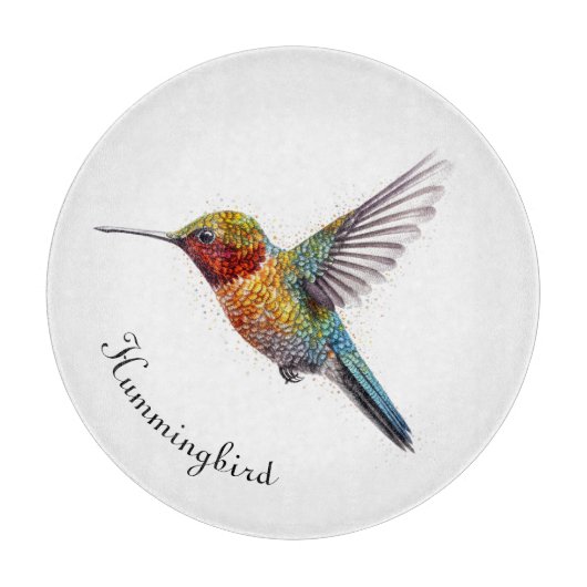 Rainbow Wings: Vibrant Hummingbird Art, op maat Snijplank (Voorkant)