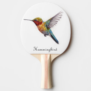Rainbow Wings: Vibrant Hummingbird Art, op maat Tafeltennisbatje