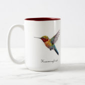 Rainbow Wings: Vibrant Hummingbird Art, op maat Tweekleurige Koffiemok (Links)