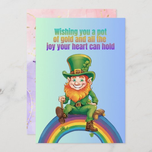 Rainbow Wishes: A Pot of Gold & Joy - St. Patrick' Kaart (Voorkant / Achterkant)