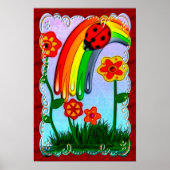 Rainbow Wishes Nursery Childs Art Poster (Voorkant)