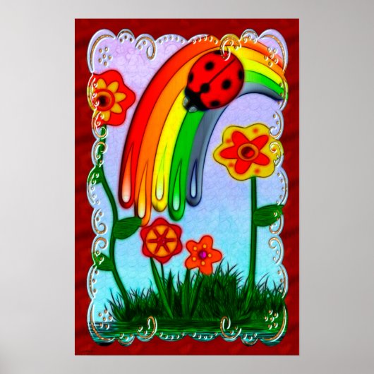 Rainbow Wishes Nursery Childs Art Poster (Voorkant)
