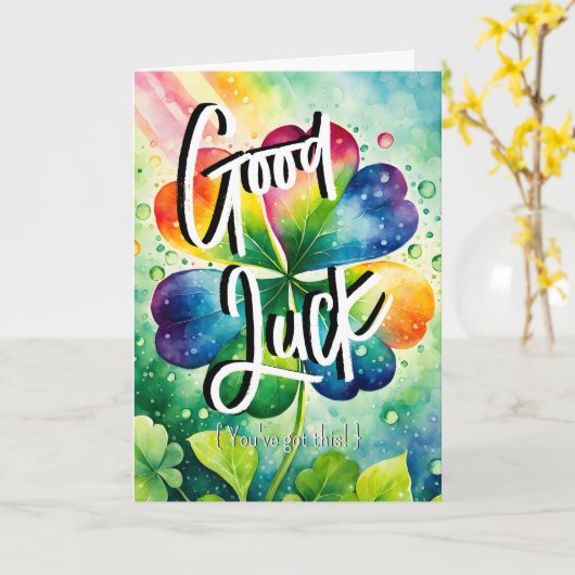 Rainbow Wishes: Succes met dit examen! Kaart (Gele Bloem)