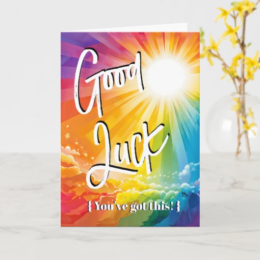 Rainbow Wishes: Succes met dit examen! Kaart (Gele Bloem)