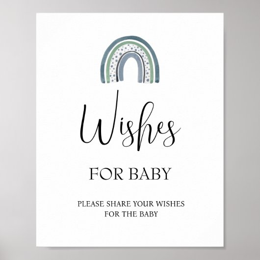 Rainbow Wishes voor Baby shower Sign Poster (Voorkant)