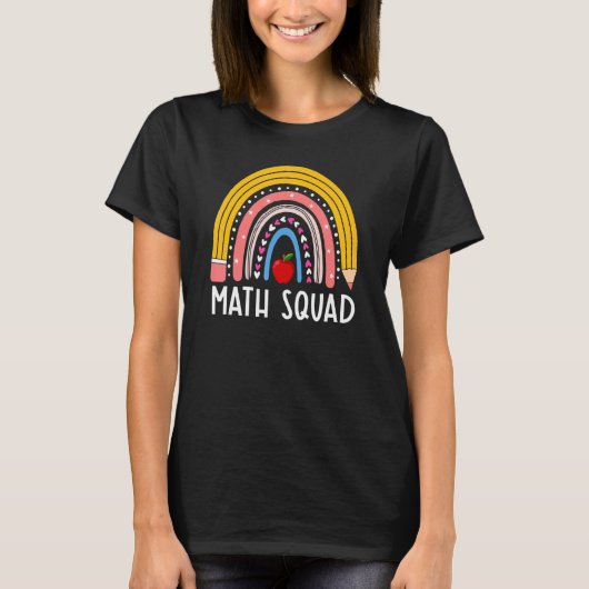 Rainbow Wiskunde Squad Fun Wiskunde Teacher Team E T-shirt (Voorkant)