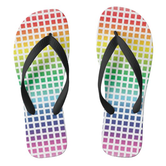 Rainbow wit rasterpatroon Pride lgbtq lgbt Teenslippers (Voetbed)
