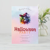 Rainbow Witch Hair Achtergrond Halloween Party Kaart (Staand voorkant)