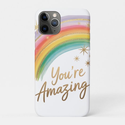Rainbow with Gold Glitter and "You're Amazing"Text Case-Mate iPhone Case (Achterkant)