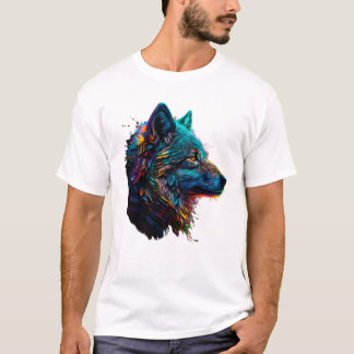 Rainbow Wolf Animal Colorful Graphic T-shirt