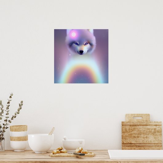 Rainbow Wolf Baby Poster (Keuken)