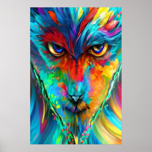 Rainbow Wolfman Poster - Psychedelische Abstracte 