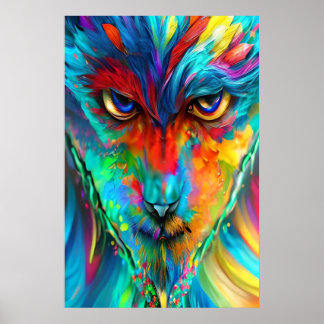 Rainbow Wolfman Poster - Psychedelische Abstracte