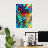 Rainbow Wolfman Poster - Psychedelische Abstracte  (Thuiskantoor)
