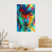 Rainbow Wolfman Poster - Psychedelische Abstracte  (Keuken)