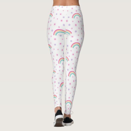 Rainbow Womens, pte roze sterren Leggings (Achterkant)