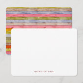 Rainbow Woodgrain Rustic - Speciaal gepersonalisee Notitiekaartje (Voorkant / Achterkant)