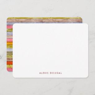 Rainbow Woodgrain Rustic - Speciaal gepersonalisee Notitiekaartje