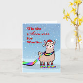 Rainbow Woolies, Llama Drama, Gay Pride Kerstmis Kaart (Gele Bloem)