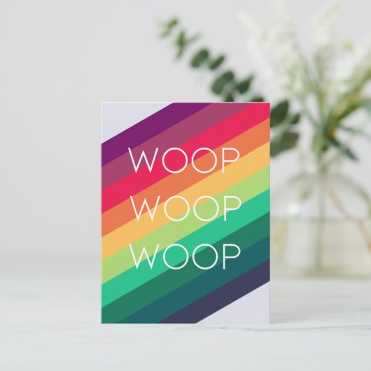 Rainbow Woop | Moderne trillingsophoping in strips Briefkaart