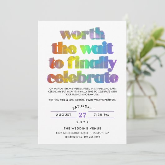 Rainbow Worth the Wait Sequel Wedding Celebration Kaart (Staand voorkant)