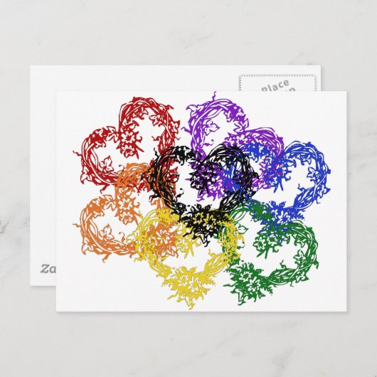 Rainbow Woven Hearts Briefkaart (Voorkant / Achterkant)