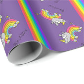 Rainbow Wrapping Paper Paars, Rhinbow Rhino Cadeaupapier (Rol Hoek)