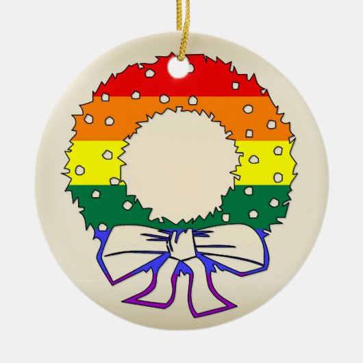 Rainbow Wreath Keramisch Ornament (Voorkant)