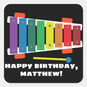 Rainbow Xylophone Classic Speelgoed Gepersonalisee Vierkante Sticker
