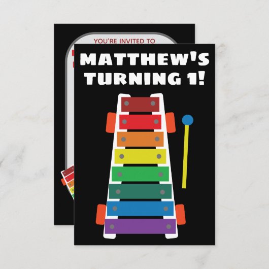 Rainbow Xylophone Classic Speelgoed uitnodigt voor Kaart (Voorkant / Achterkant)