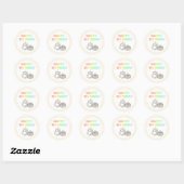 Rainbow&Yellow Birthday Classic Round Sticker (Vel)