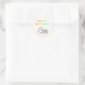 Rainbow&Yellow Birthday Classic Round Sticker (Tas)