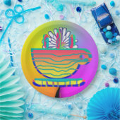 Rainbow Yellow Cup Saucer Party Cocktail Papieren Bordje (Feest)